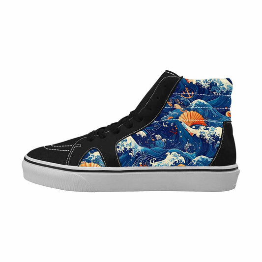 WOMEN'S Ocean Wave High Top Canvas Dark Academia Custom Shoes