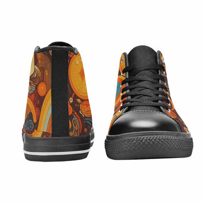 MEN'S Groovy 70S Peace High Top Canvas Wallpaper Art Shoes