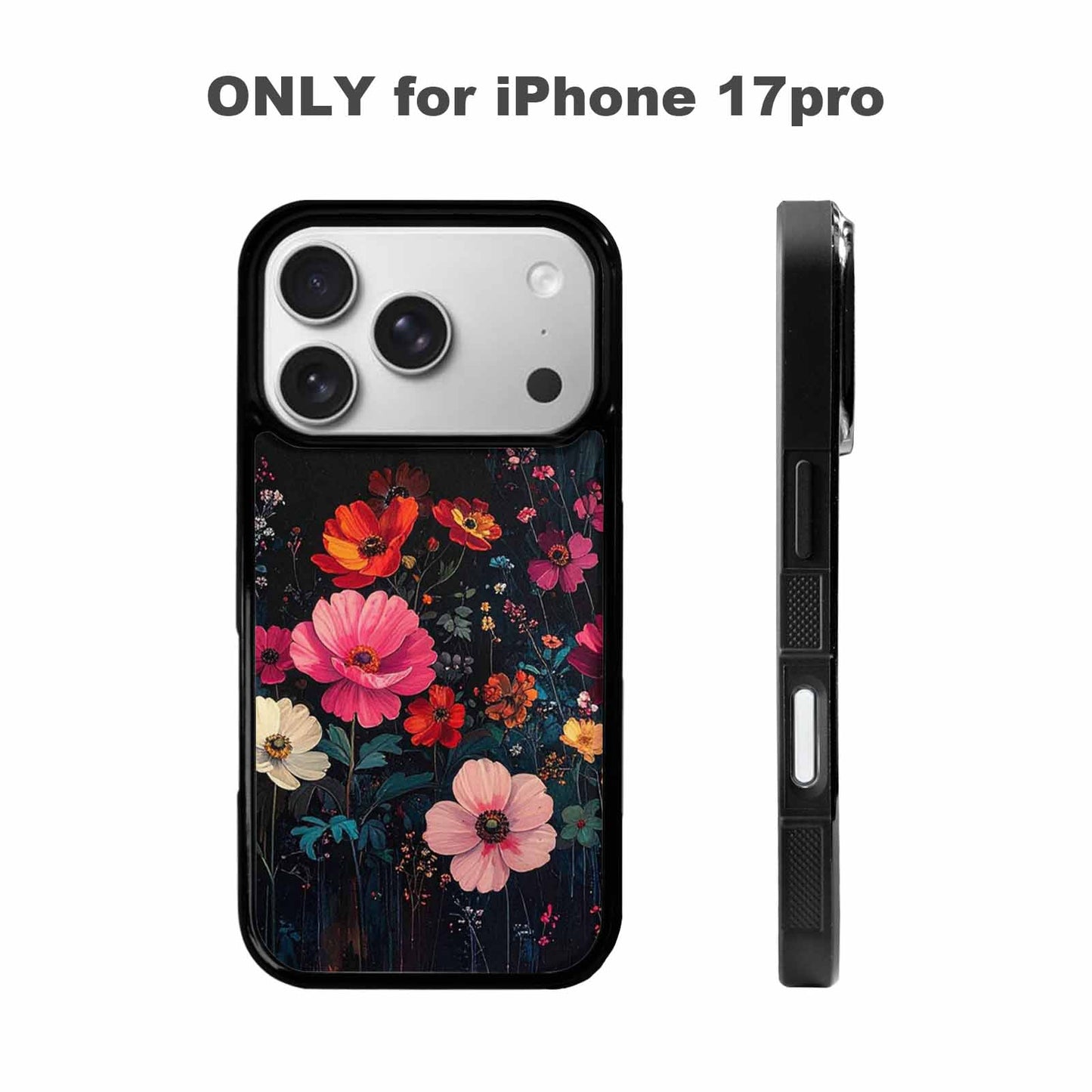 iPhone 17 Pro Case — Shadowy Glitch Floral Pattern Hundreds Floral, Unique Phone Case Design
