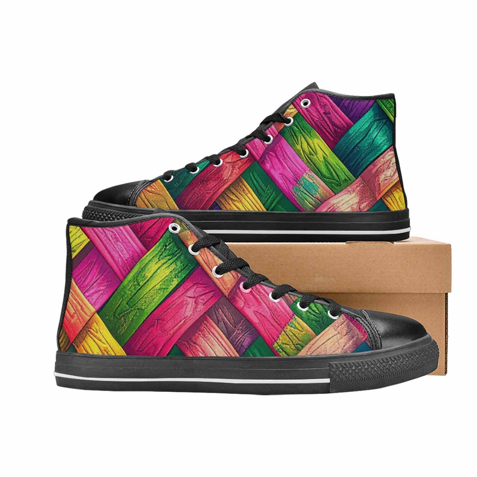 MEN'S Polysexual Flag Color High Top Canvas Wallpaper Art Custom Sneakers