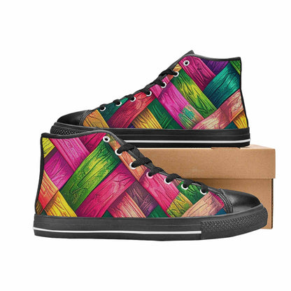 MEN'S Polysexual Flag Color High Top Canvas Wallpaper Art Custom Sneakers
