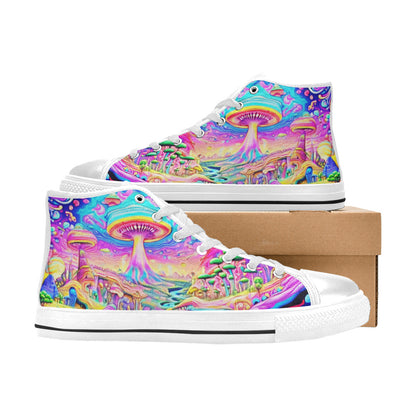 MEN'S Trippy World Art 5 High Top Canvas Vivid Sneakers