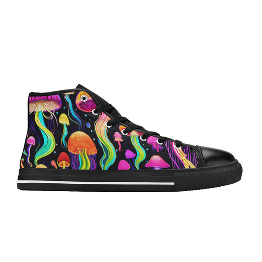 WOMEN'S Jellyfish Vibrant Mushroom Art High Top Canvas Dark Academia Custom Shoes