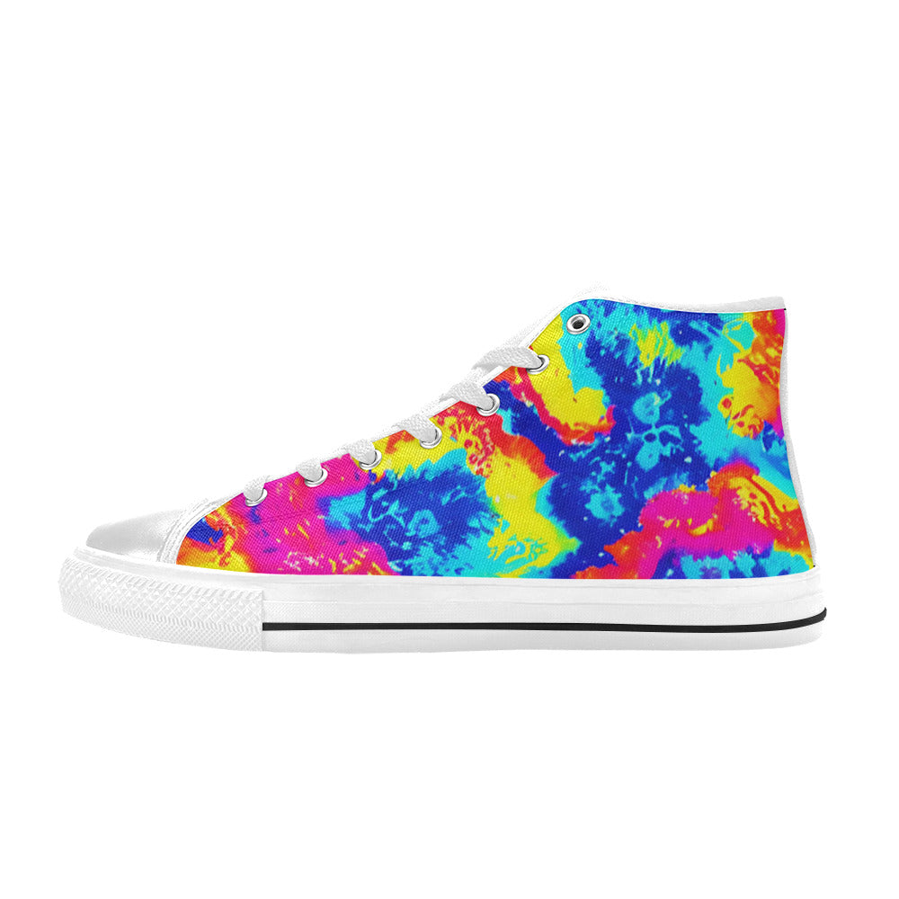 WOMEN'S Tie Dye Splash Retro High Top Canvas Surreal Shoes