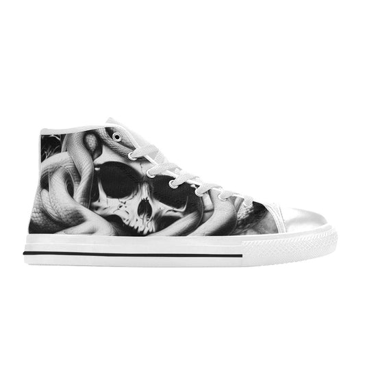 MEN'S Cc Snake Skull Art High Top Canvas Grunge Shoes
