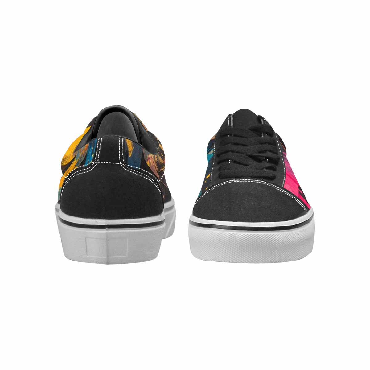 WOMEN'S Smiley Faces  Camo Lace-Up Canvas Vibrant Chaos Custom Sneakers