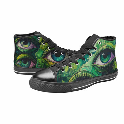 MEN'S Reptile Eye Cartoon High Top Canvas Wallpaper Art Custom Sneakers