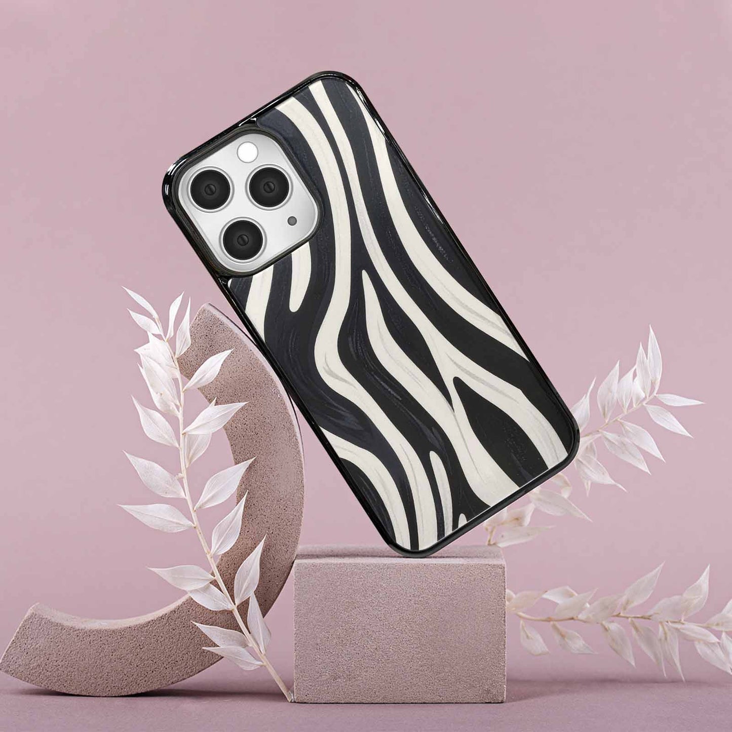 iPhone 15 Pro Max Case — Modern Zebra Stripe Custom Personalized Phone, Customized Protective Case