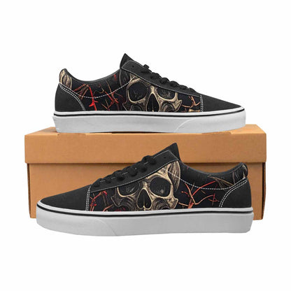WOMEN'S Gothic Skulls Roses Canvas Lace-Up Neon Fantasy Custom Sneakers