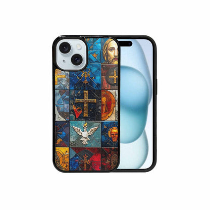 iPhone 15 Case — Jesus Face Small Cross And Faith, Personalized Phone Case