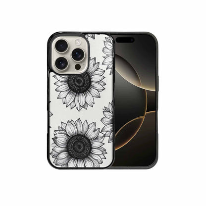 iPhone 16 Pro Case — Minimalist Black Line Art Sunflowers On, Personalized Phone Case