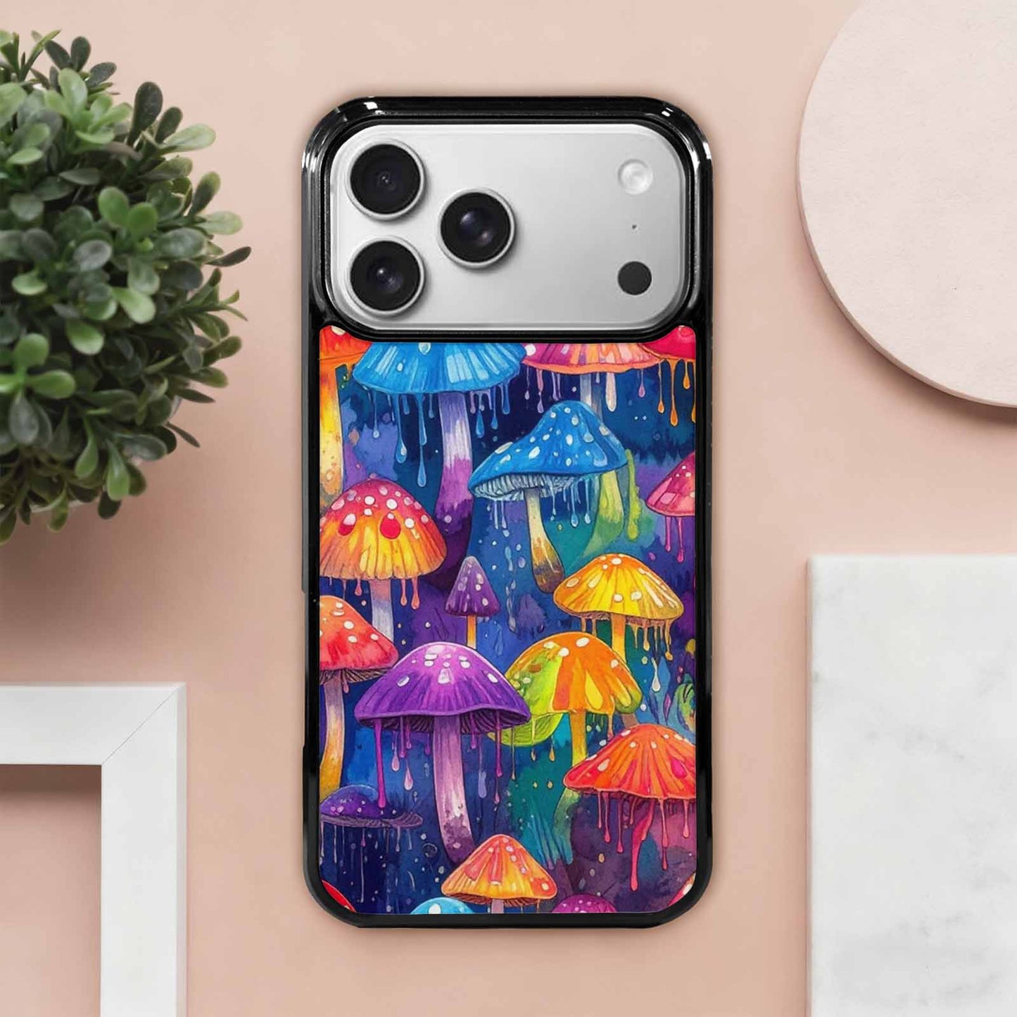 iPhone 17 Pro Max Case — Rainbow Drip Mushrooms Original Art, Customized Protective Case