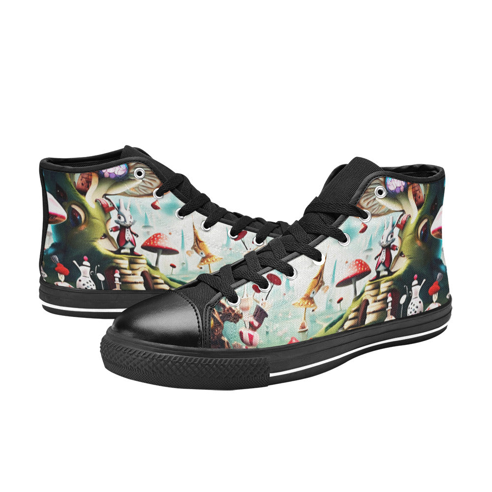 WOMEN'S Freaky World Wonderland High Top Canvas Dark Academia Custom Shoes
