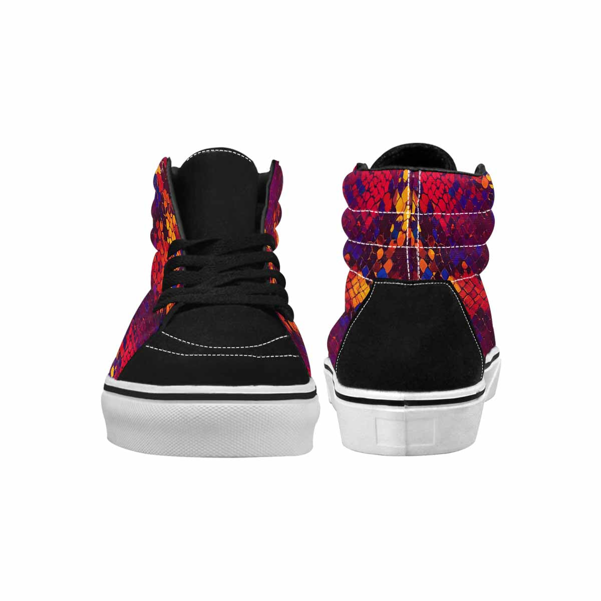 MEN'S Dark Snake Print High Top Canvas Neon Fantasy Custom Sneakers