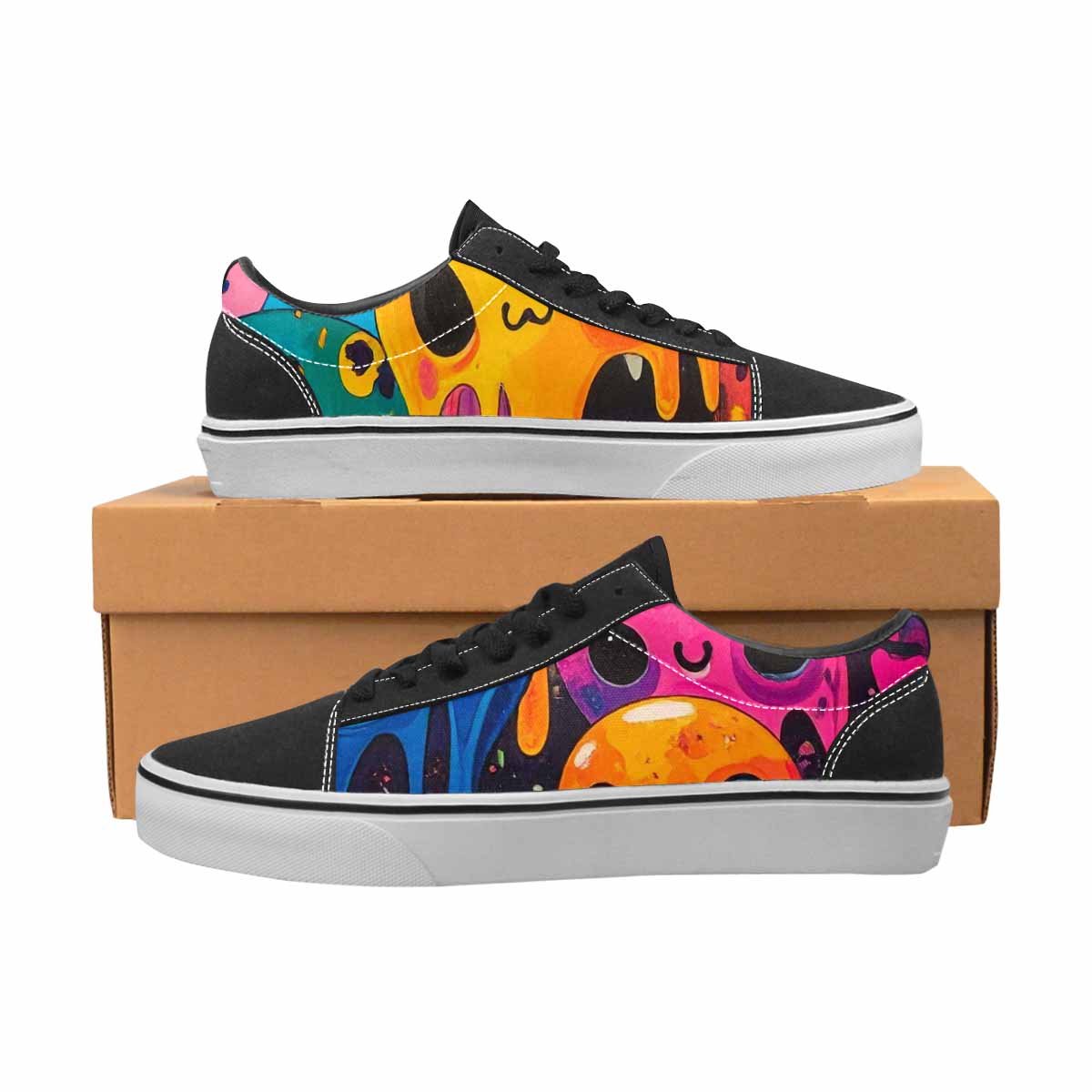 WOMEN'S Melting Aliens Lace-Up Canvas Kaleidoscope Custom Sneakers