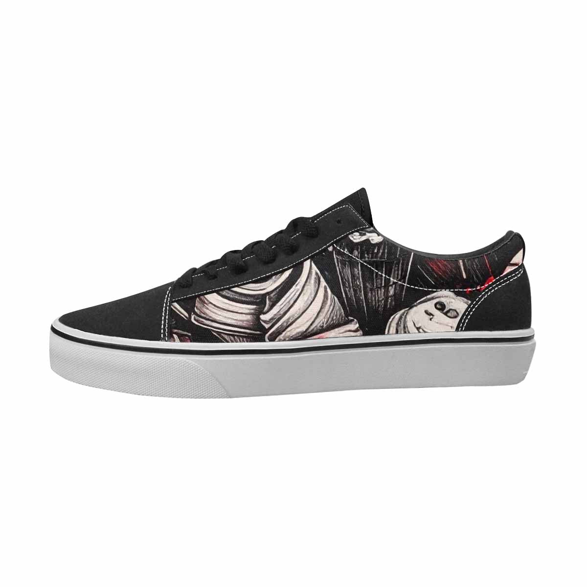 MEN'S Ice Cream Black & Red Ink Canvas Original Design Surreal Customized Sneakers