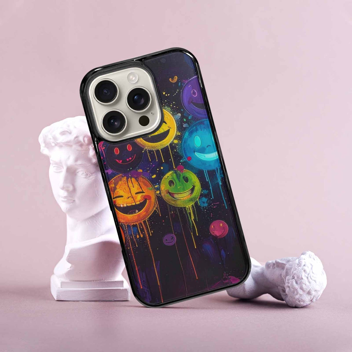 iPhone 16 Pro Case — Smiley Faces Glow Smiley Faces Pattern, Unique Phone Case Design