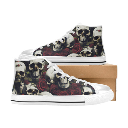 WOMEN'S Rose Skulls Dark High Top Canvas Vibrant Chaos Shoes