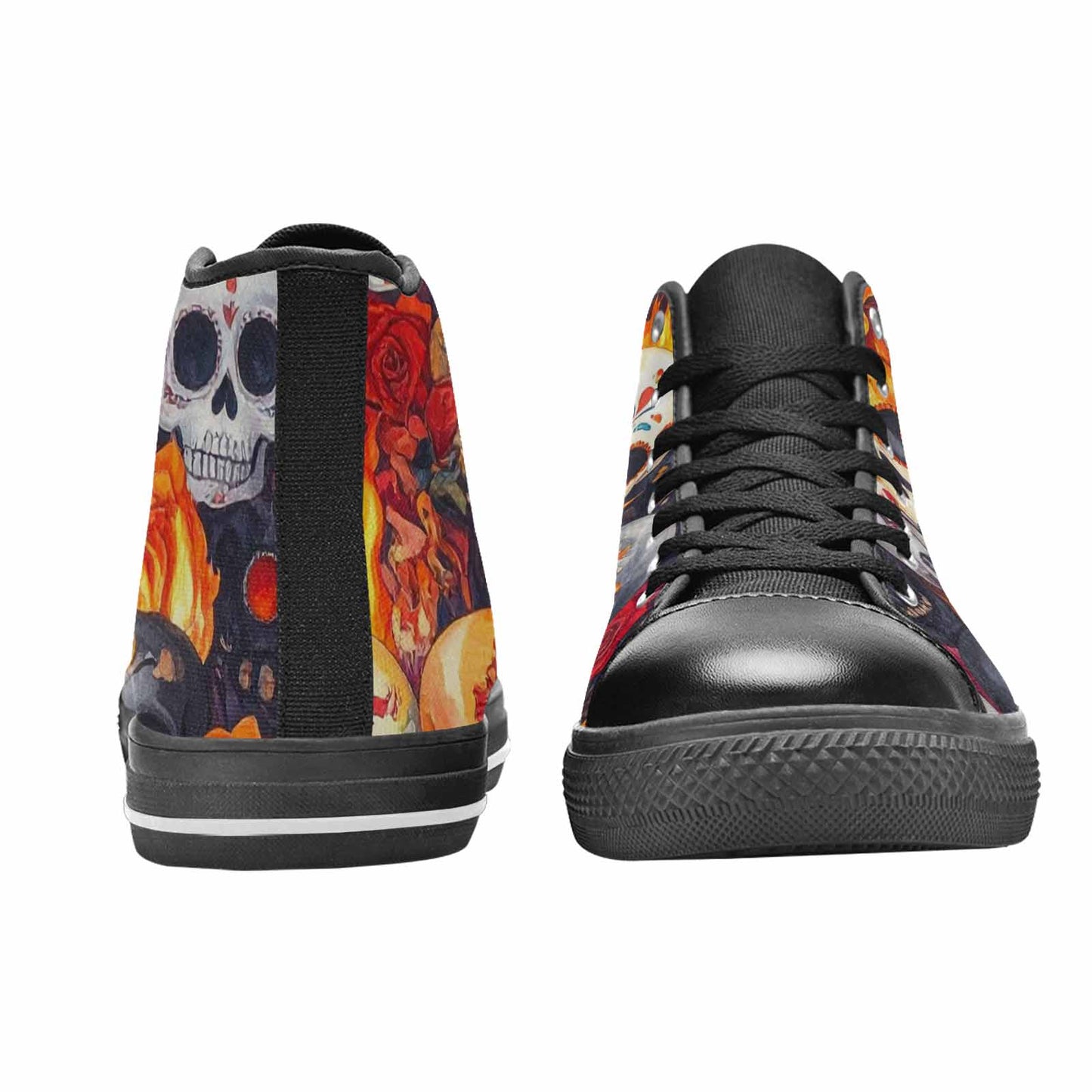 MEN'S Skull High Top Canvas Vibrant Chaos Custom Shoes