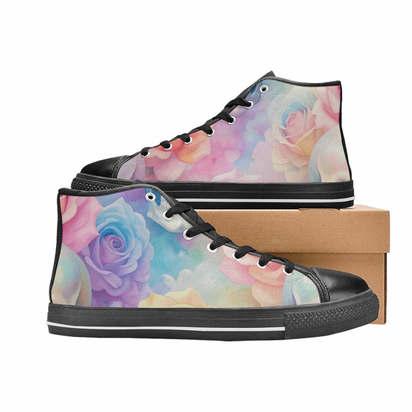 MEN'S Skulls Roses Candy Airbrush High Top Canvas Dark Academia Custom Shoes