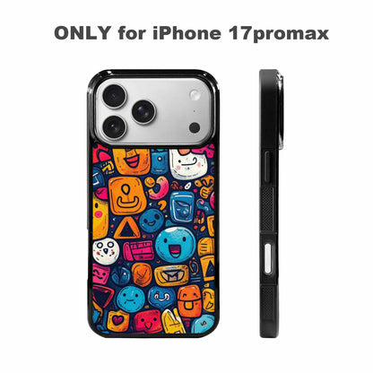 iPhone 17 Pro Max Case — Hand Drawn Icon Doodle Original Art, Custom Print Case Cover