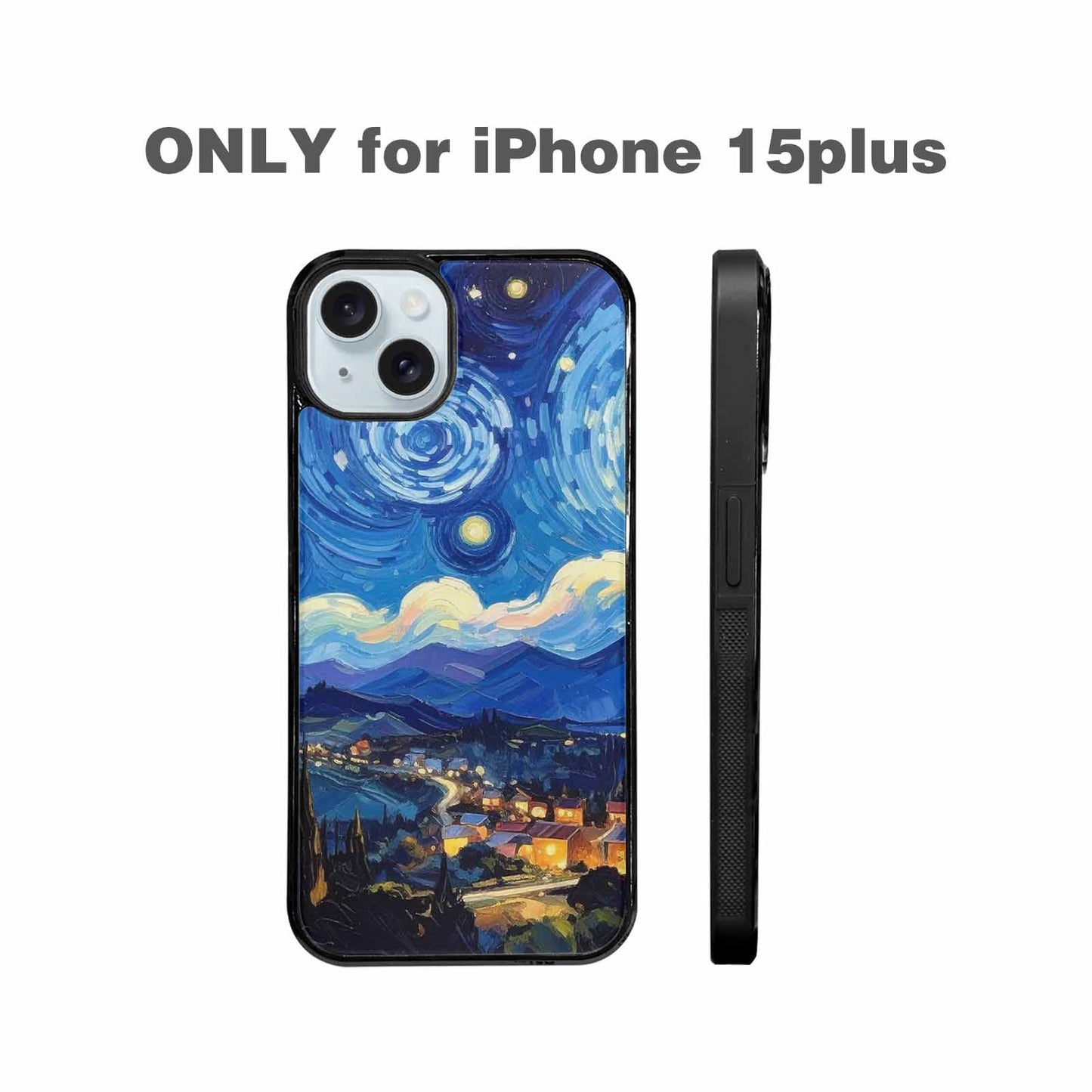 iPhone 15 Plus Case — Starry Night Van Gogh Paint Art, Custom Printed Phone Case