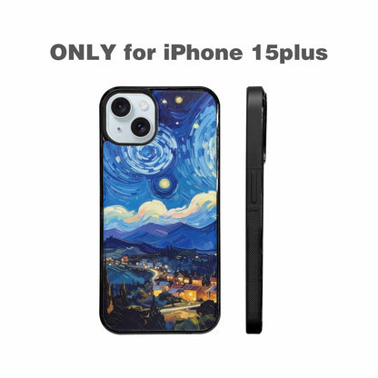 iPhone 15 Plus Case — Starry Night Van Gogh Paint Art, Custom Printed Phone Case