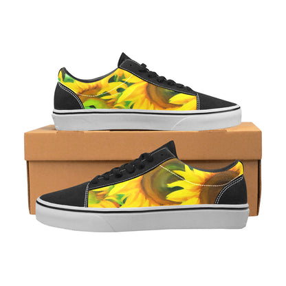 WOMEN'S Sunflowers Art Low Top Skateboarding Grunge Custom Sneakers