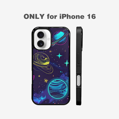 iPhone 16 Case — Space Galaxy Astronaut Pattern Planets Stars, Unique Phone Case Design