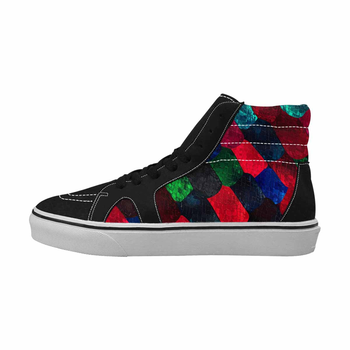 WOMEN'S Dark Snake Print High Top Canvas Neon Fantasy Custom Sneakers