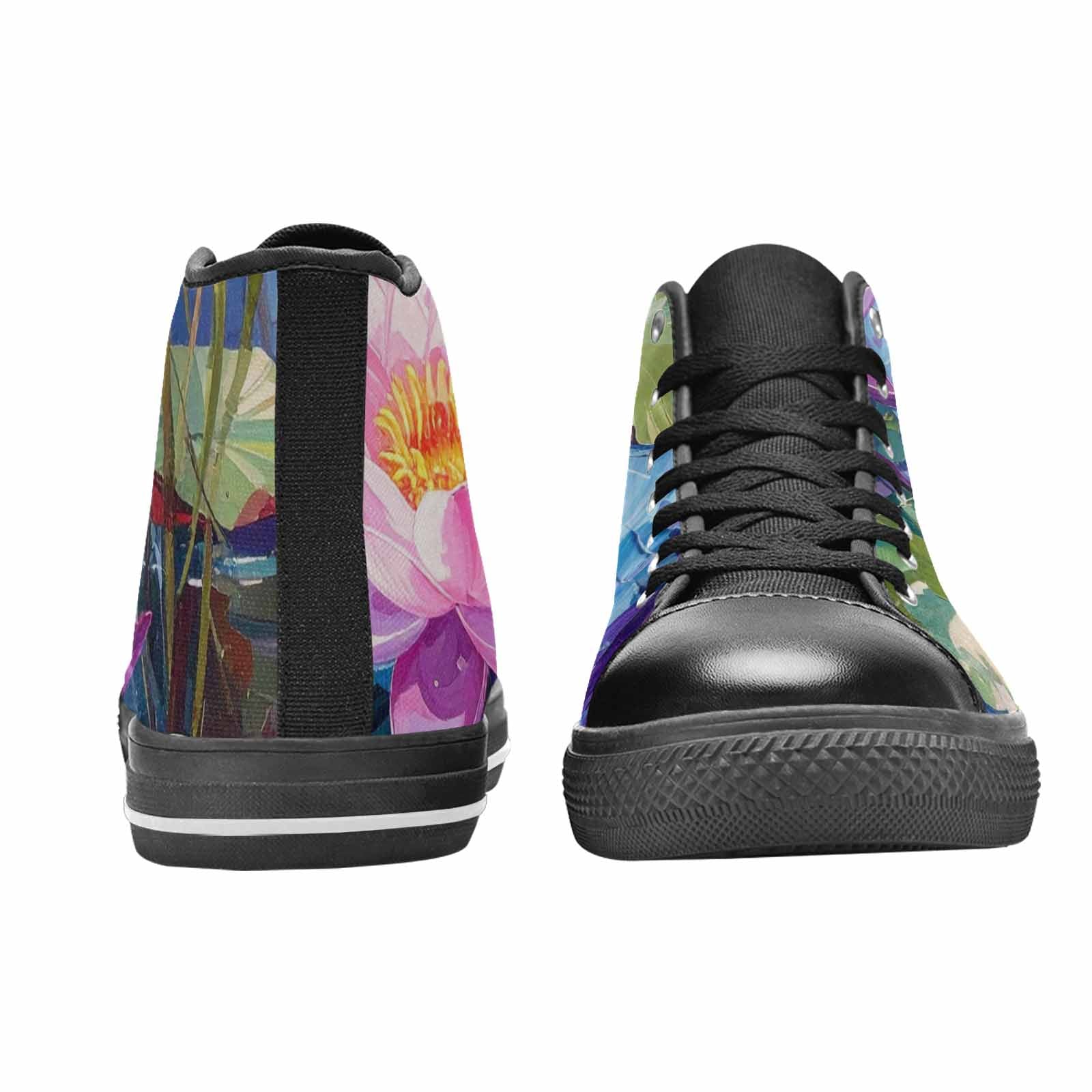 WOMEN'S Monet-Style Impressionist Water High Top Canvas Vibrant Chaos Custom Shoes