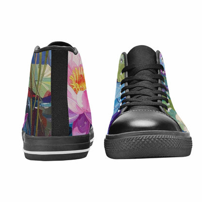 WOMEN'S Monet-Style Impressionist Water High Top Canvas Vibrant Chaos Custom Shoes