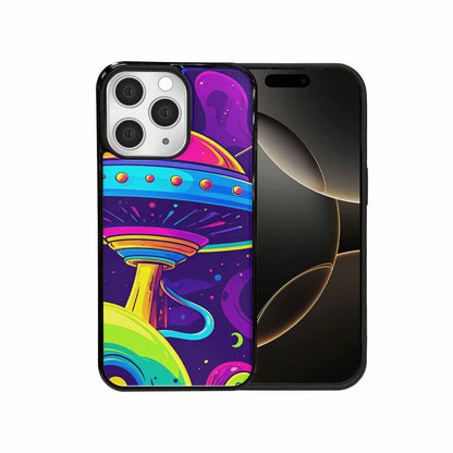 iPhone 15 Pro Max Case — Alien Ufo Cartoon Art Pattern Groovy, Custom Made Phone Cover
