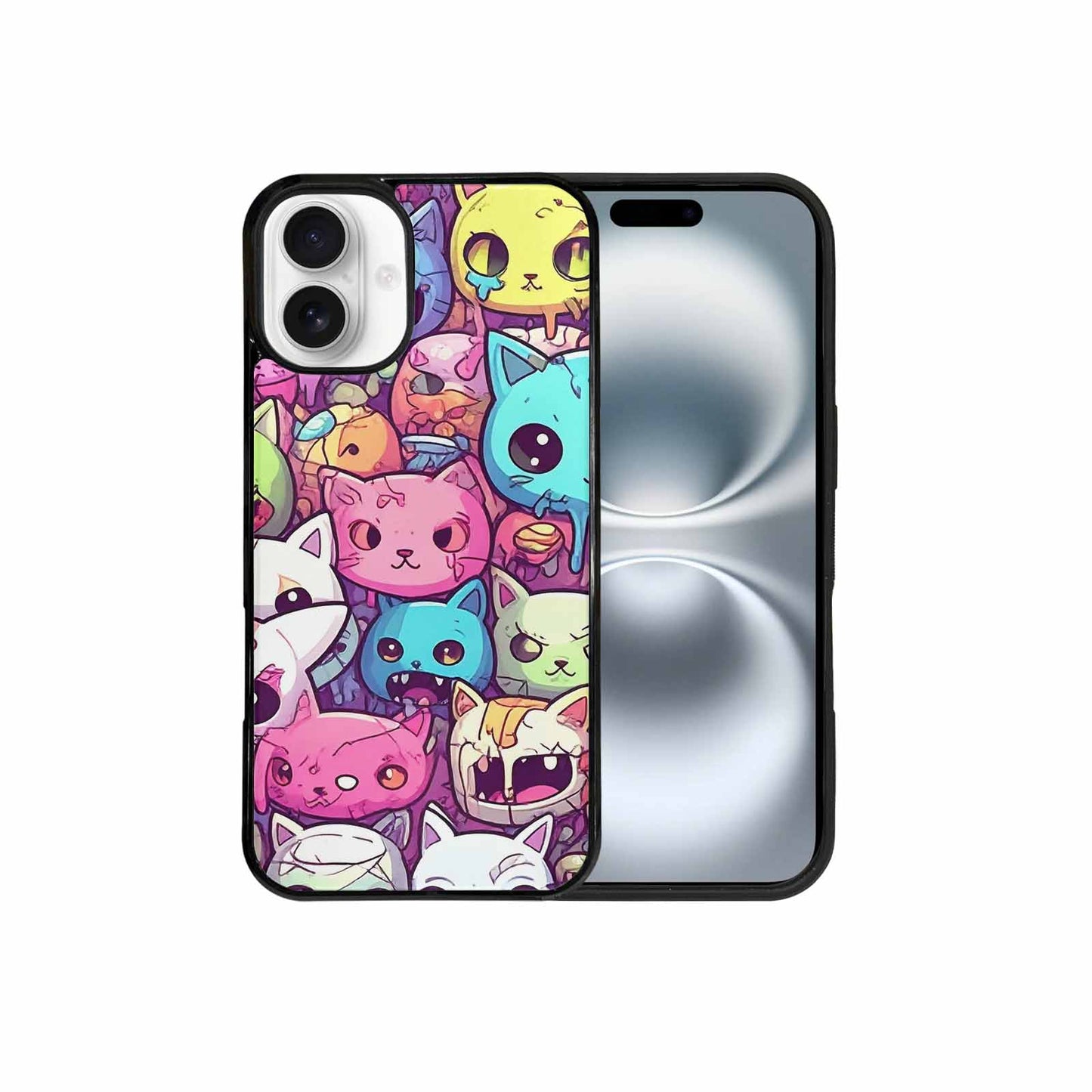 iPhone 16 Plus Case — Pastel Gore Cat Character Pattern Hundreds, Original Design Phone Case