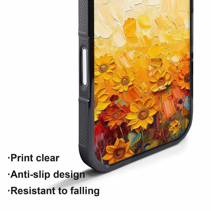 iPhone 17 Pro Case — Impressionist Sunflower Brushstroke Pattern Hundreds Floral, Personalized Phone Case