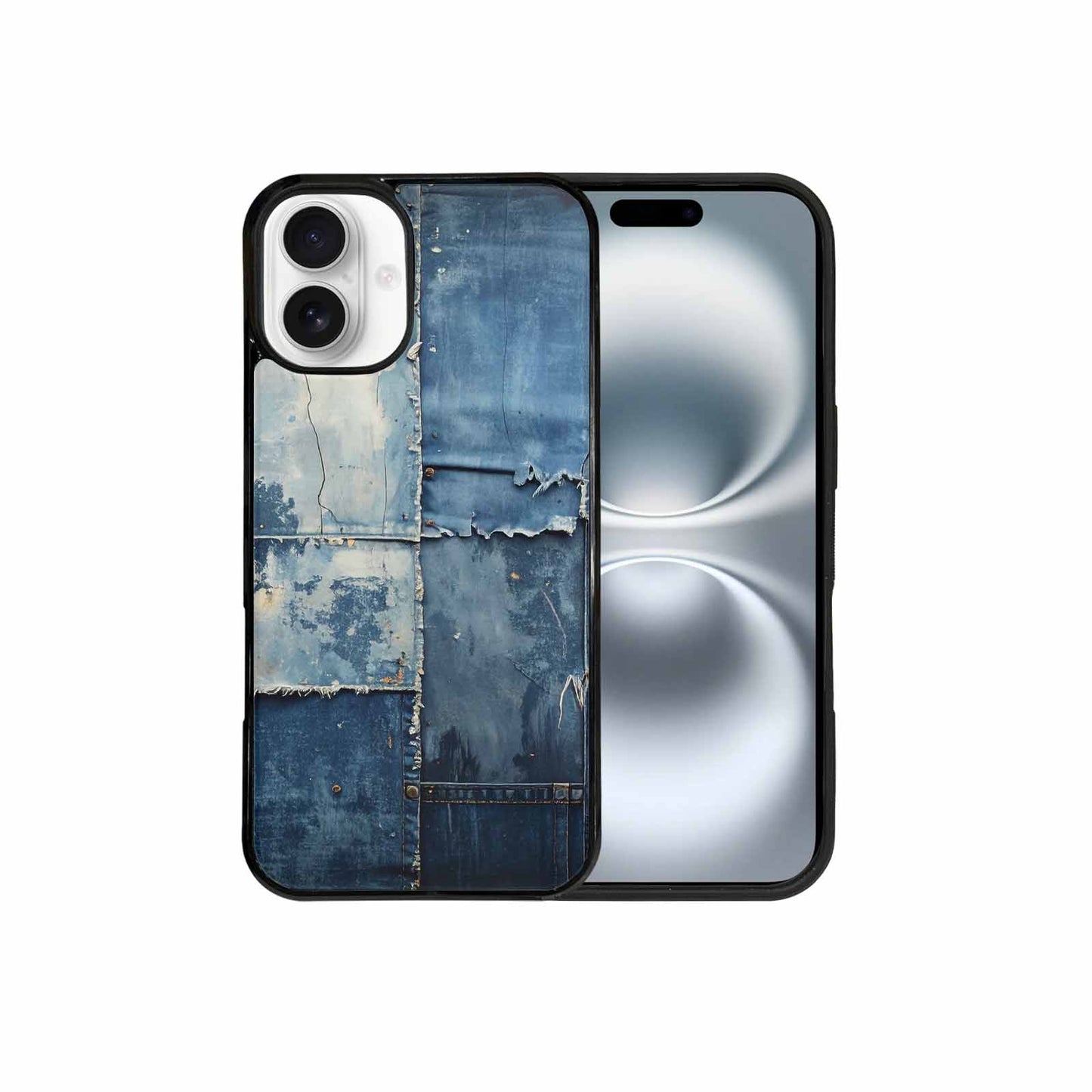 iPhone 16 Plus Case — Denim Distressed Textures Print Edge To, Original Design Phone Case