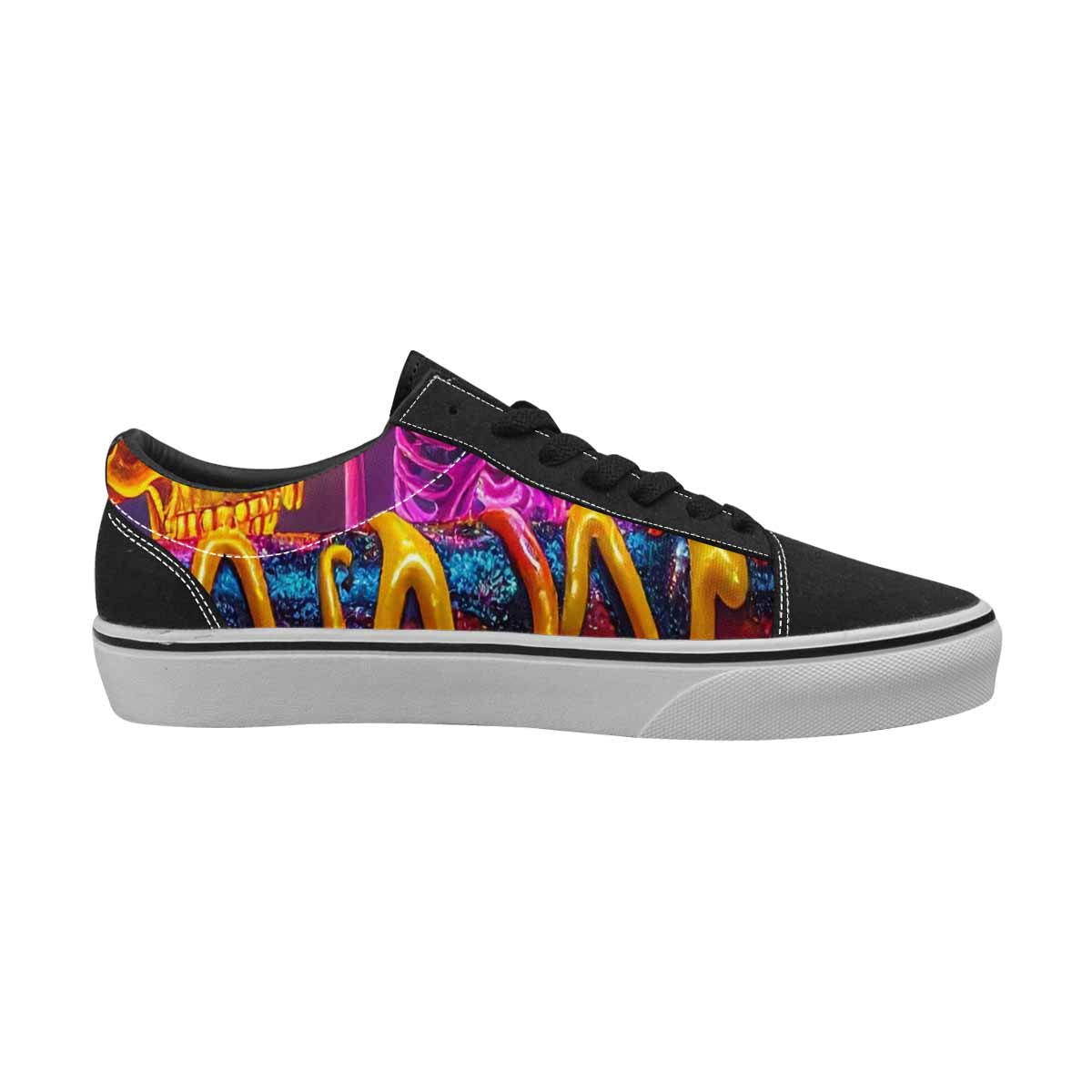 WOMEN'S Toxic Skeleton Hot Dog Lace-Up Canvas Neon Fantasy Shoes