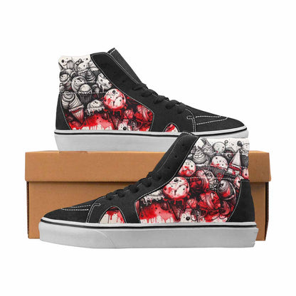WOMEN'S Ice Cream Black & Red Ink High Top Canvas Unique Print Grunge Shoes