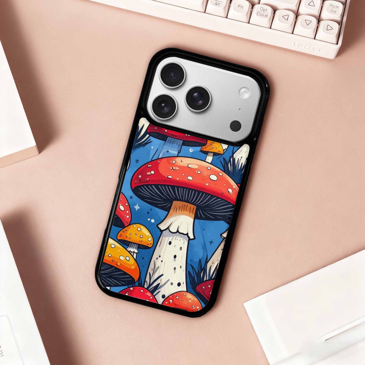 iPhone 17 Pro Case — Vivid Winter Mushroom Seamless Cartoon Cute, Custom Print Case Cover