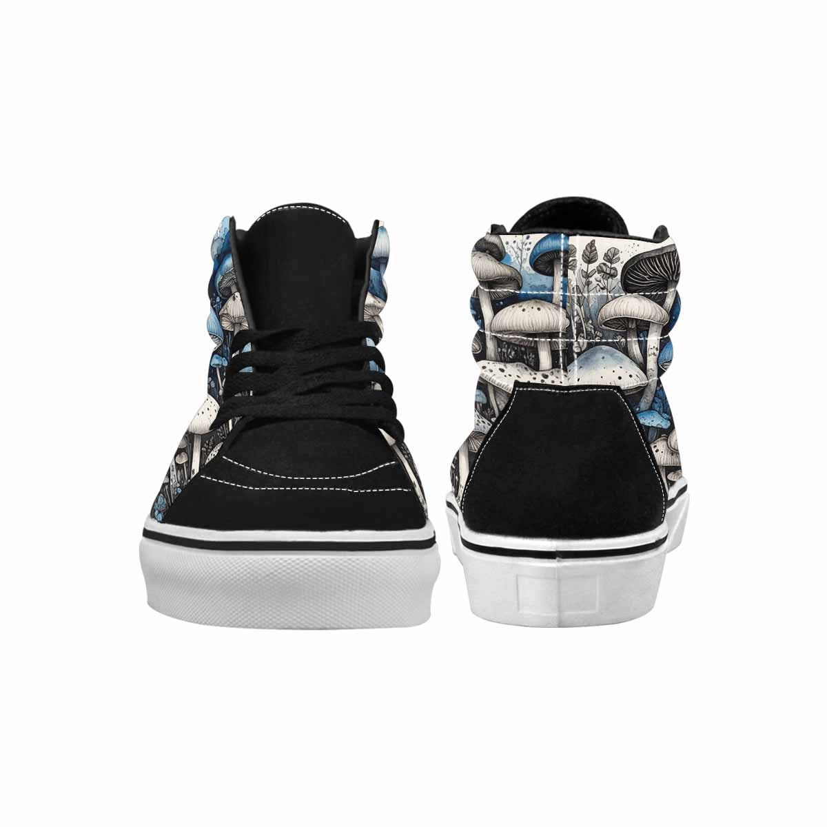 WOMEN'S Mushrooms Black & Blue Ink High Top Canvas Personalized Vivid Shoes
