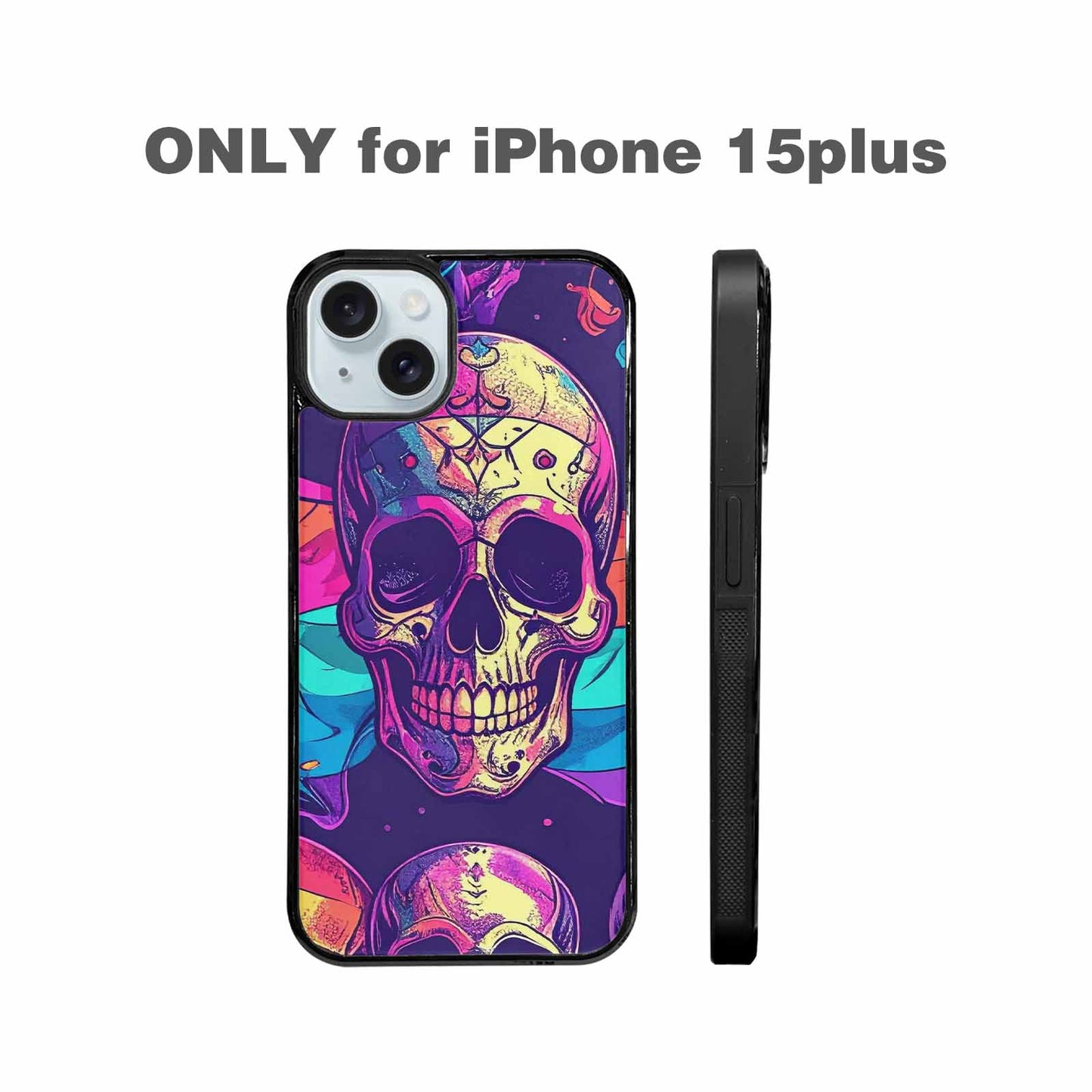 iPhone 15 Plus Case — Pride Flag Skulls Seamless Pattern Vibrant, Custom Phone Case