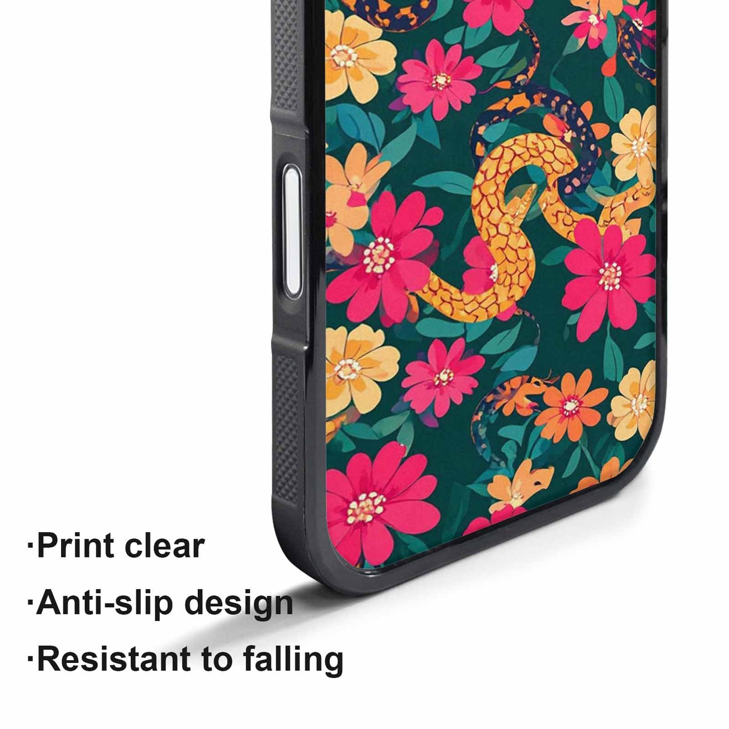 iPhone 17 Pro Case — Snakes Print Floral Seamless Pattern Floral, Custom Made Phone Cover