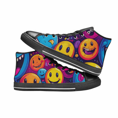 MEN'S Yellow Smiley Face High Top Canvas Y2K Custom Shoes