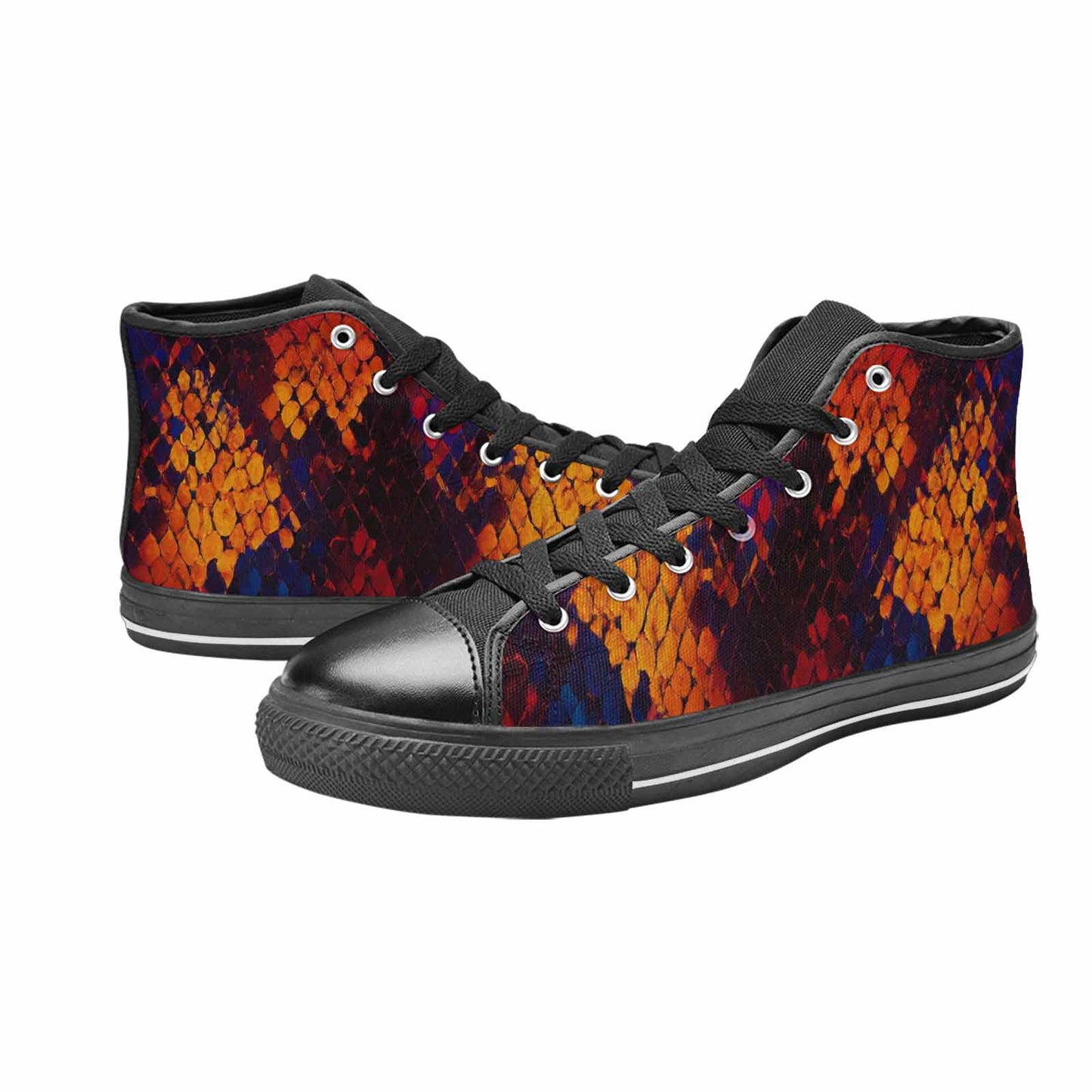 MEN'S Dark Snake Print High Top Canvas Dark Academia Shoes