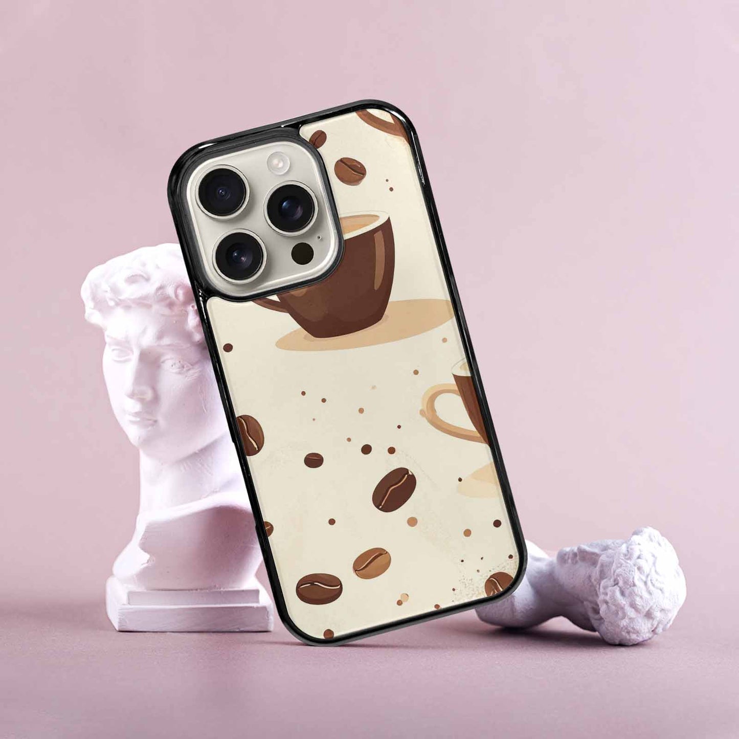 iPhone 16 Pro Case — Coffee Cup And Bean Pattern Seamless, Custom Print Case Cover