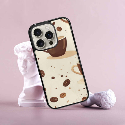 iPhone 16 Pro Case — Coffee Cup And Bean Pattern Seamless, Custom Print Case Cover