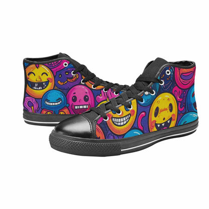 MEN'S Funny Looking Cartoon High Top Canvas Vibrant Chaos Custom Shoes