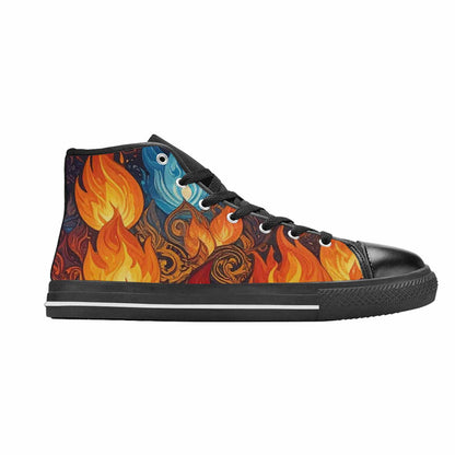 WOMEN'S Fire Flame High Top Canvas Aesthetic Custom Sneakers