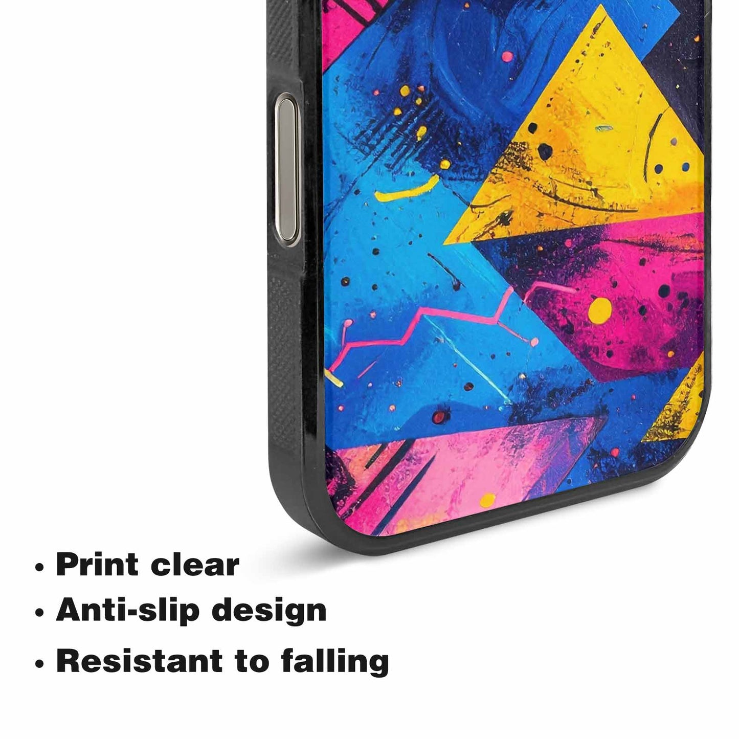 iPhone 16 Pro Case — Memphis Squiggles Triangles Dots, Custom Printed Phone Case