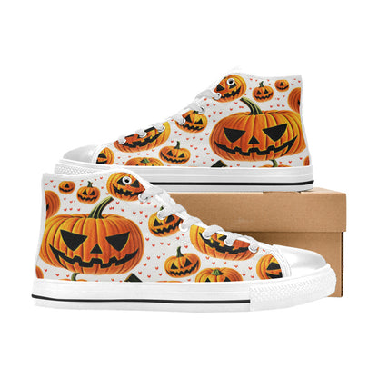 WOMEN'S Halloween Art 3 High Top Canvas Neon Fantasy Custom Sneakers